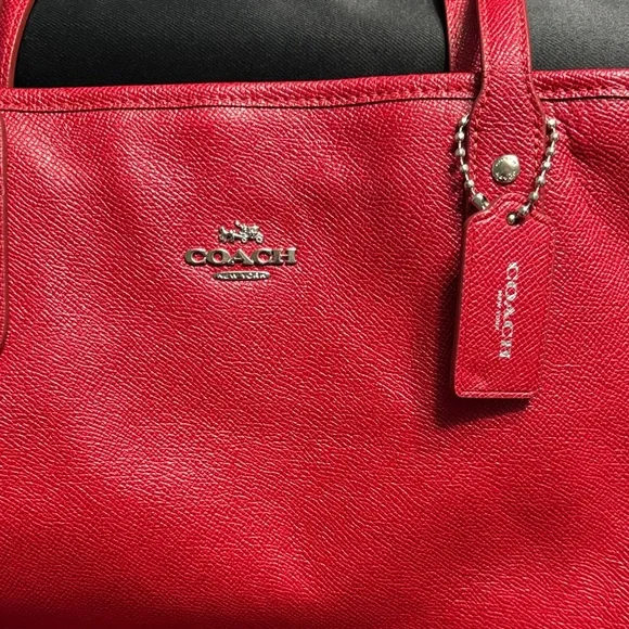 Coach Vibrant Red Leather Tote - Picture 2 of 13
